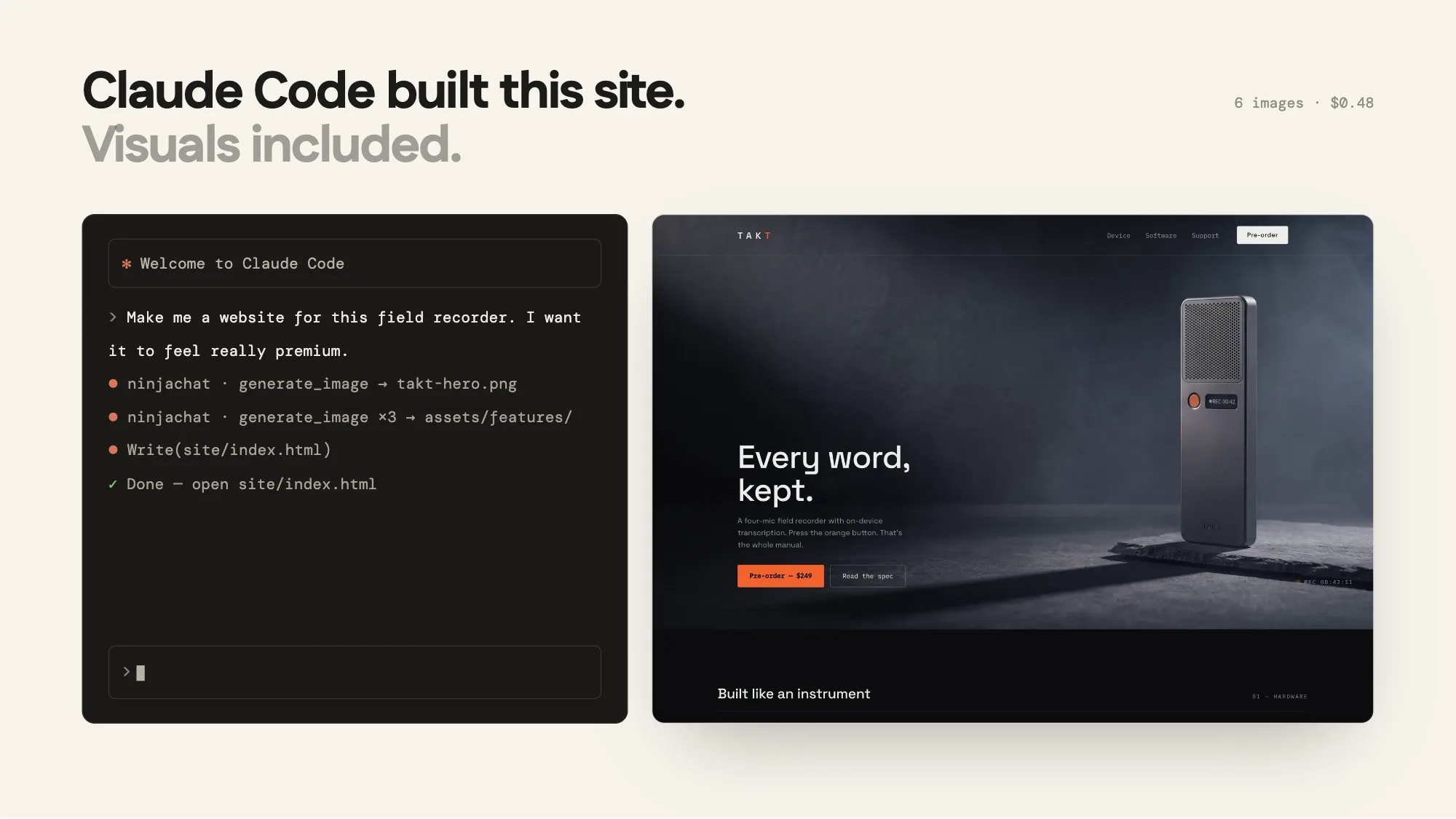 Claude Code Built This Website — Visuals Included ($0.48 of Images)