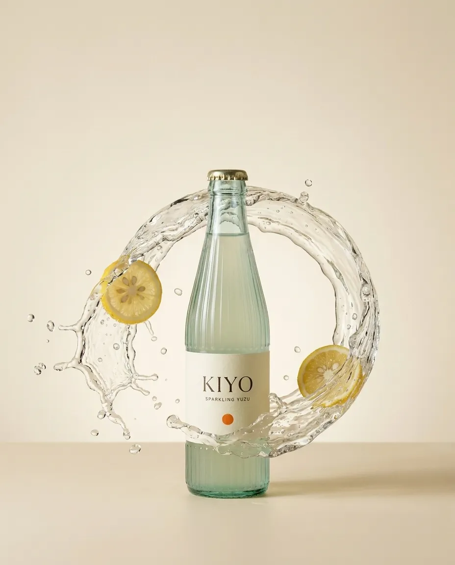Campaign direction 1 — glass bottle still life