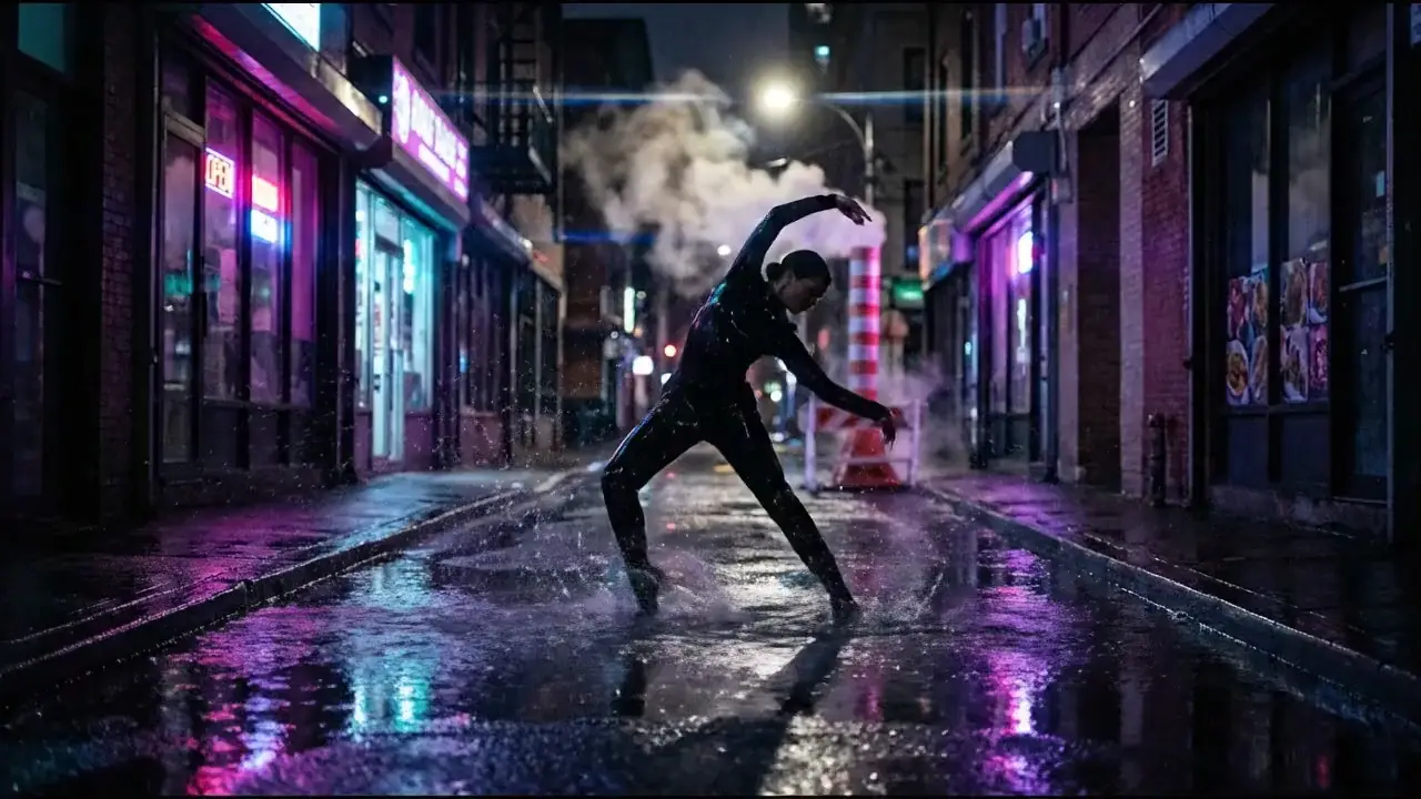 Cinematic rain scene