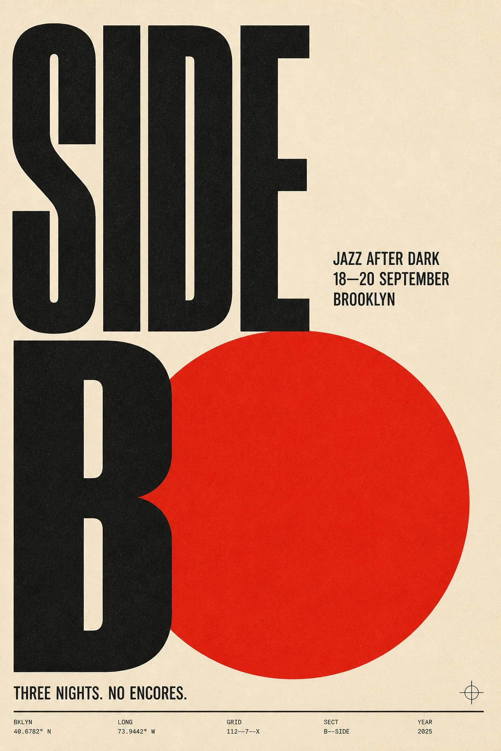 A bold black and red typographic jazz festival poster